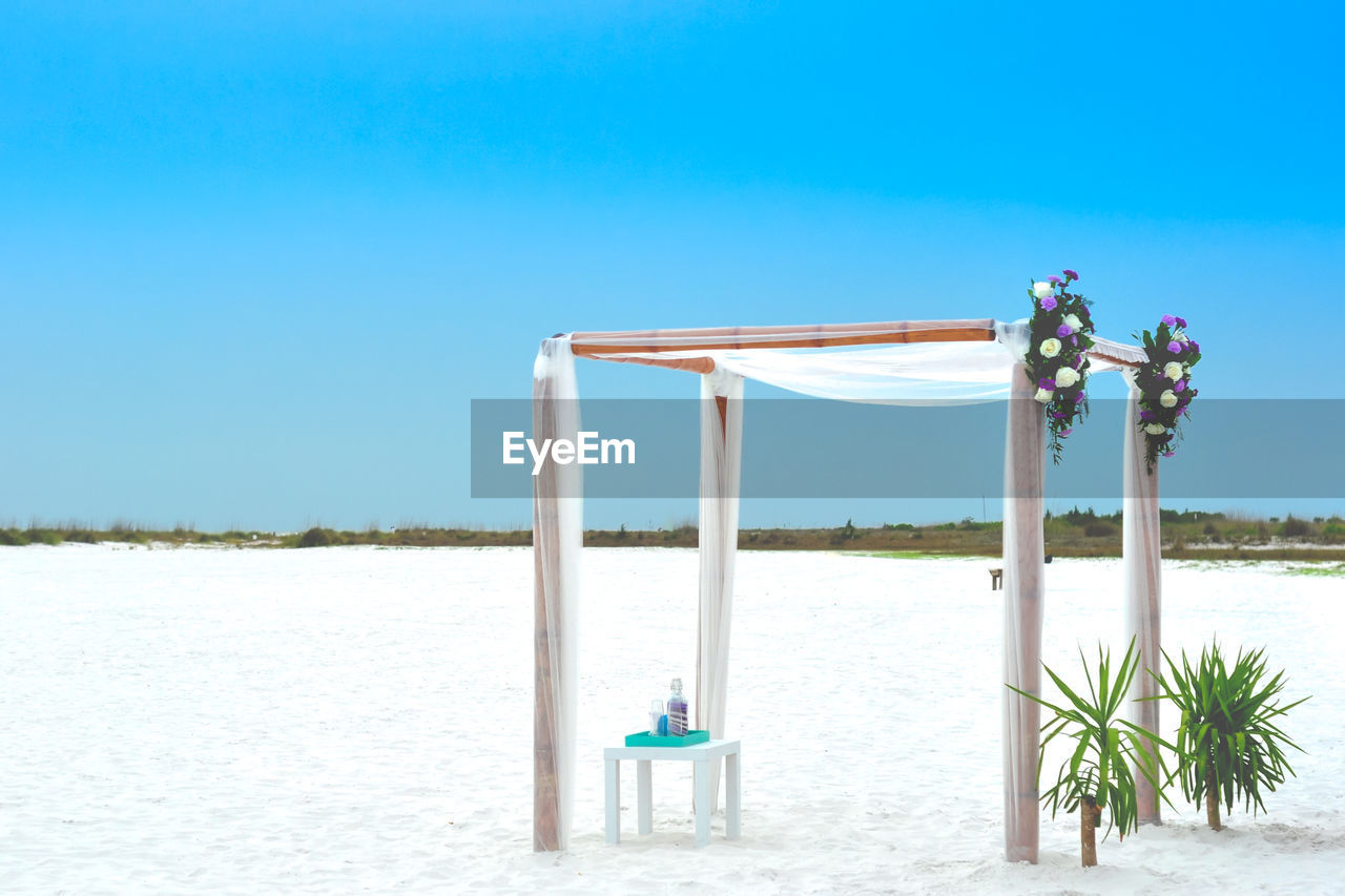 Wedding setup at siesta key beach