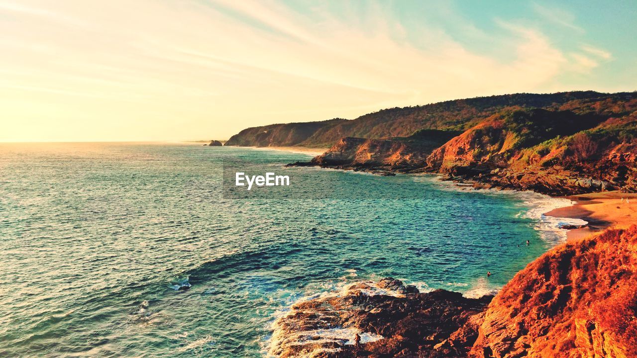 Scenic view of sea against sky during sunset