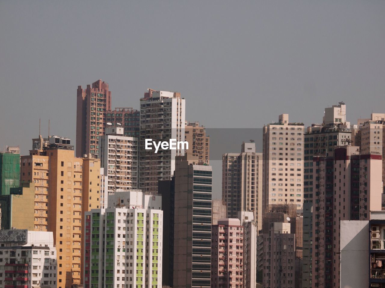 Cityscape against clear sky