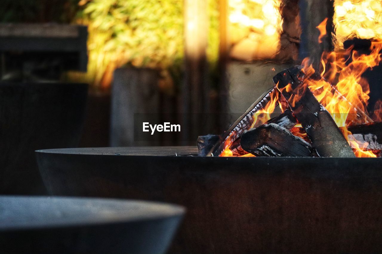 CLOSE-UP OF FIRE ON BARBECUE
