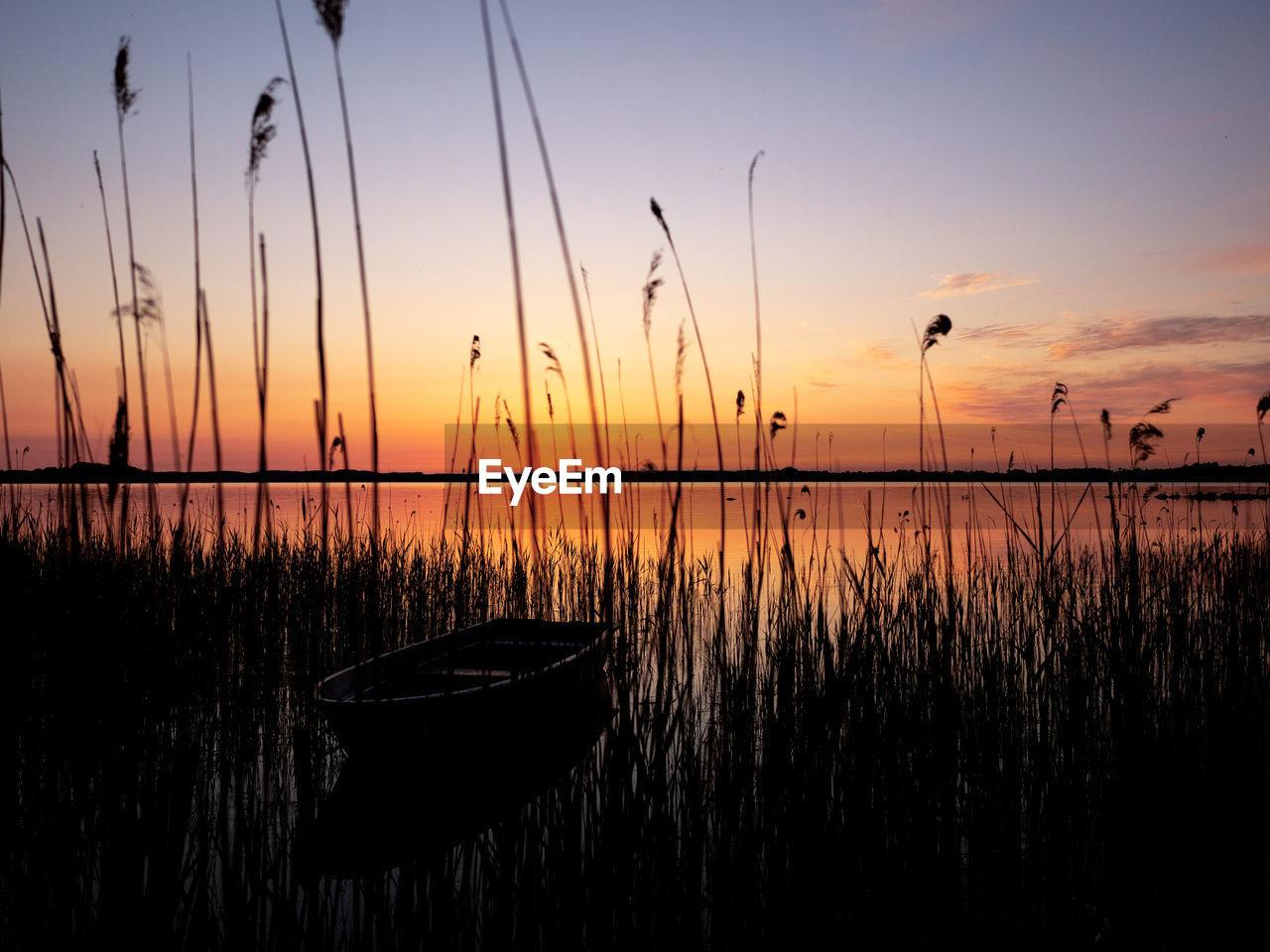 water, sky, sunset, beauty in nature, reflection, tranquility, nature, scenics - nature, tranquil scene, silhouette, sea, dawn, no people, evening, idyllic, plant, nautical vessel, sun, landscape, horizon, orange color, beach, non-urban scene, cloud, travel destinations, sunlight, outdoors, environment, land, grass, transportation, travel, reed, afterglow, dramatic sky, twilight, horizon over water