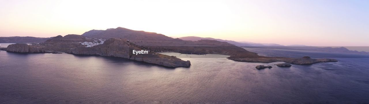 PANORAMIC VIEW OF SEA AGAINST CLEAR SKY