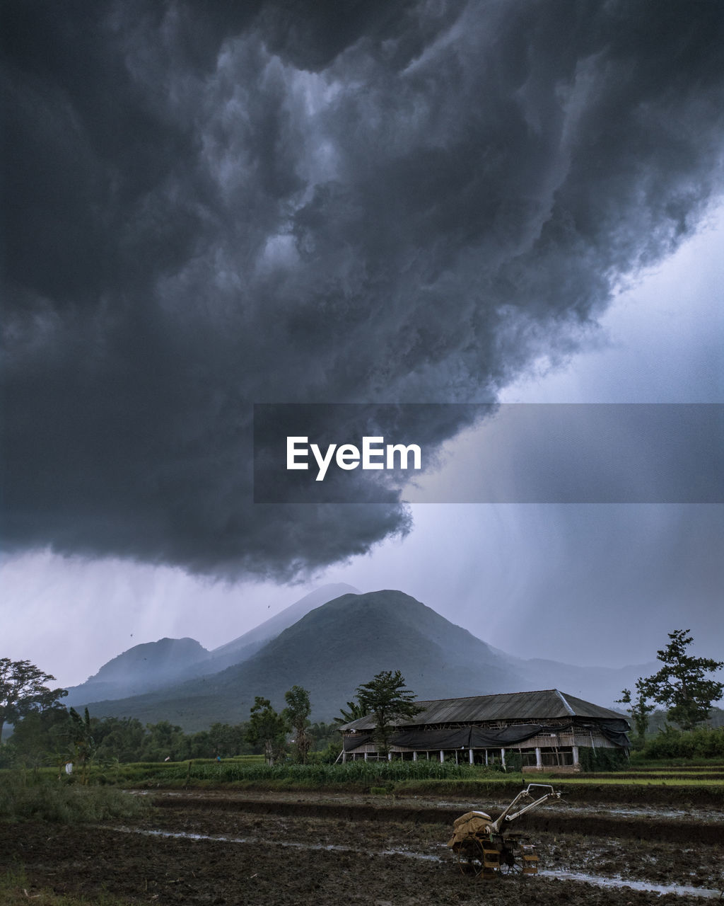 Scenic view of field against cloudy sky