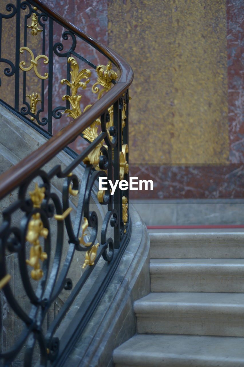 Close-up of staircase in old building