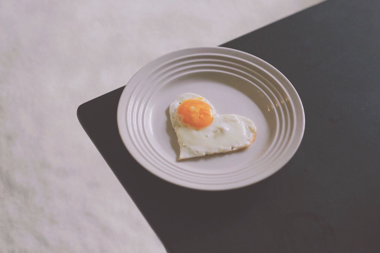 High angle view of food in plate on table