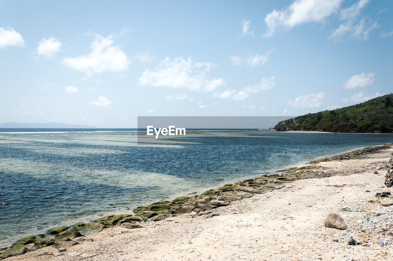 Scenic view of beach and sea against sky