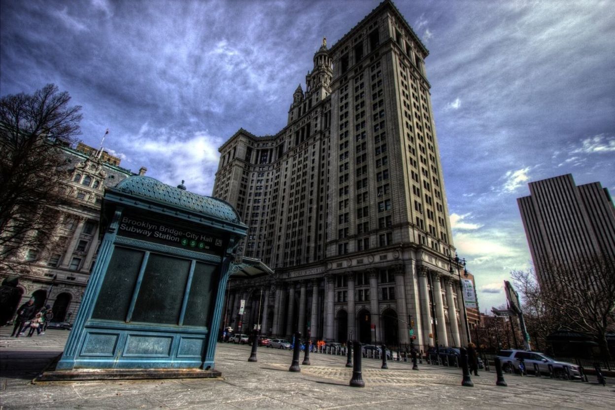 Booth in front of buildings