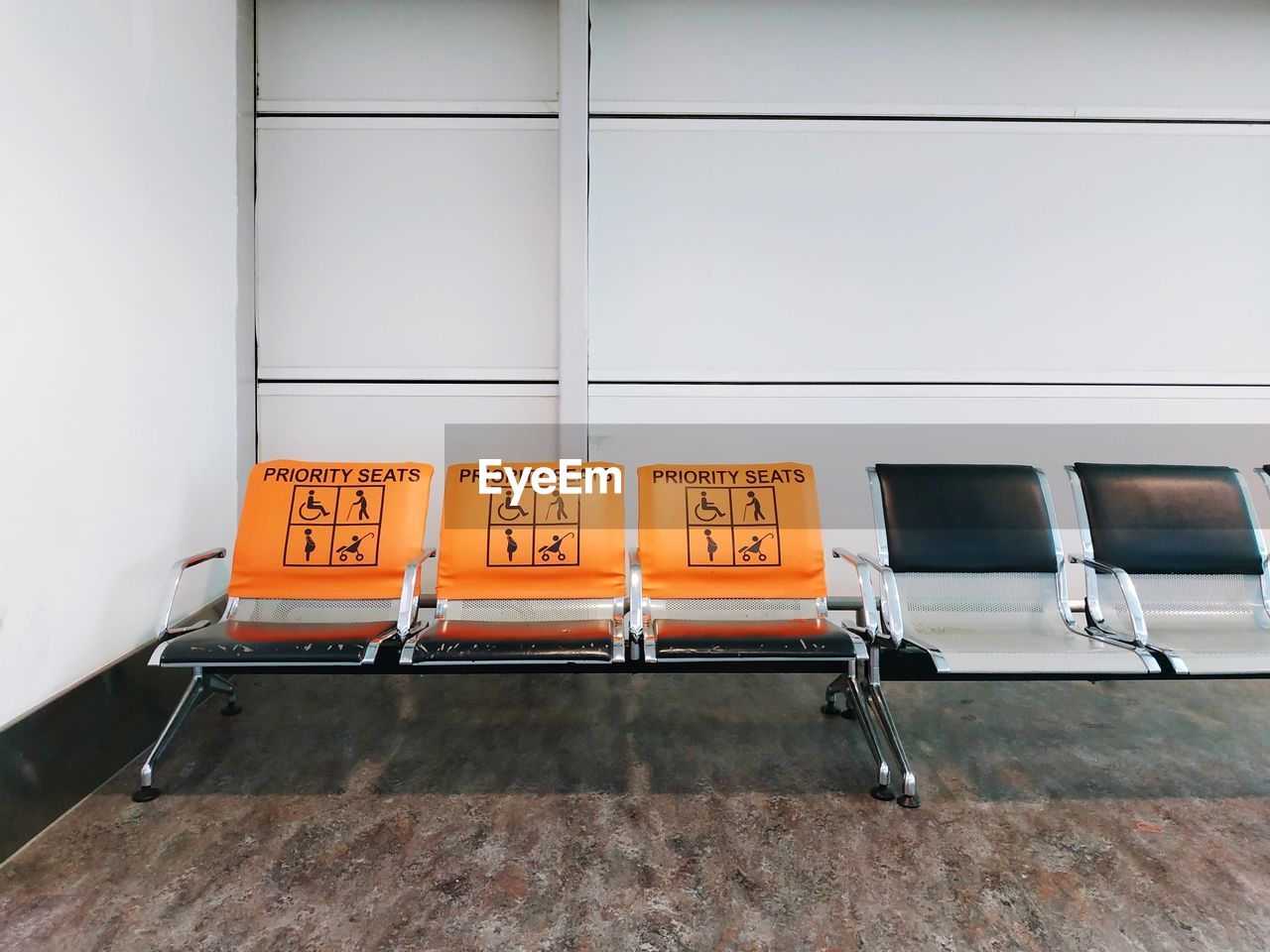 Empty priority seats in the airport