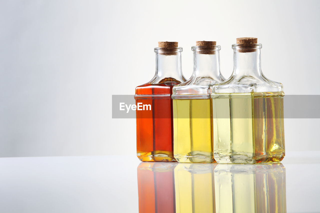 Various types of oil in bottles