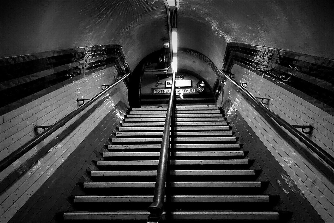 Low angle view of staircase in subway