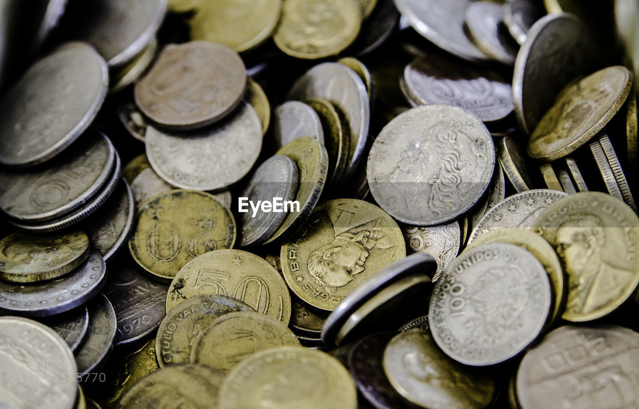 Full frame shot of coins