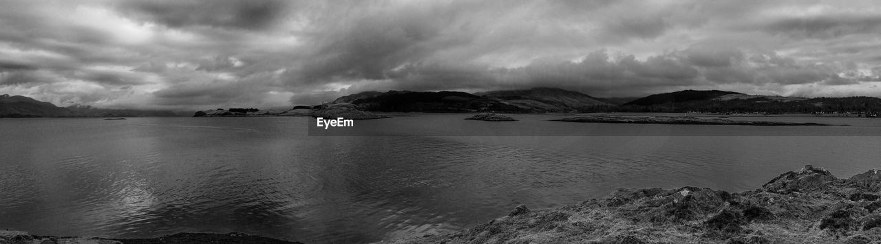 Scenic view of sea against dramatic sky