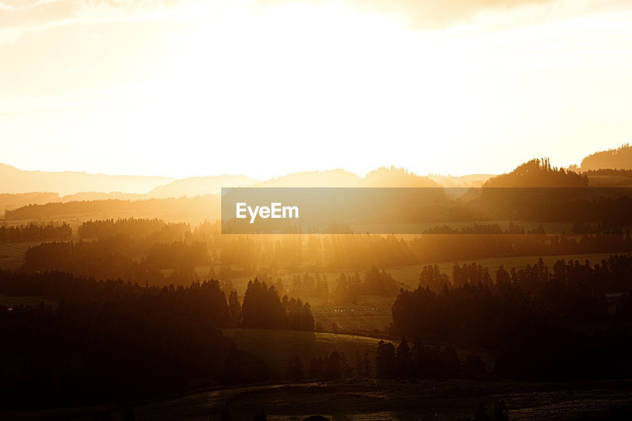 Scenic view of landscape against sky during sunset