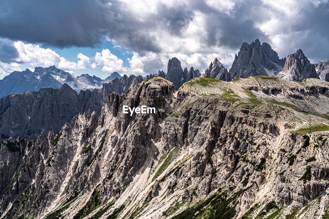 Panoramic view of mountain range against sky