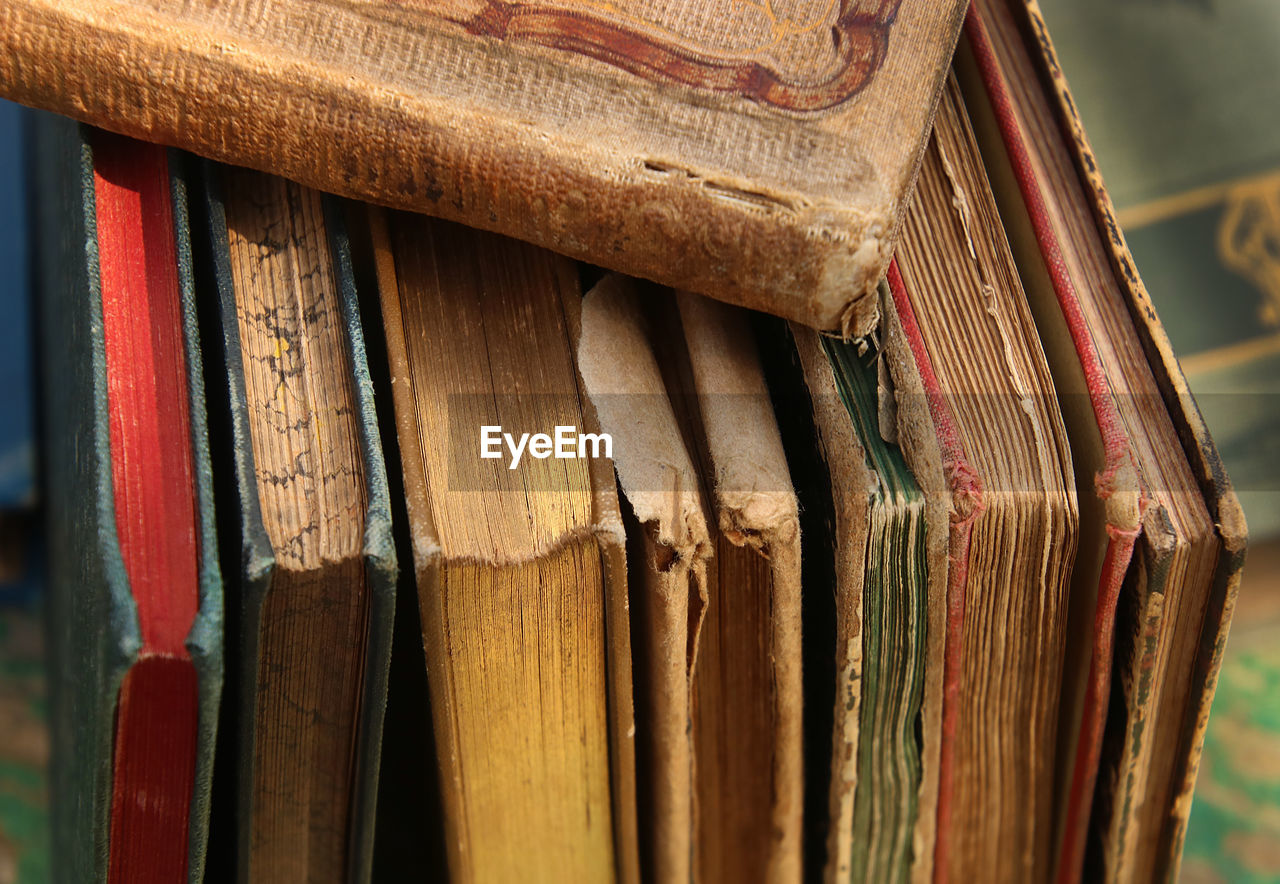 Close-up of old books