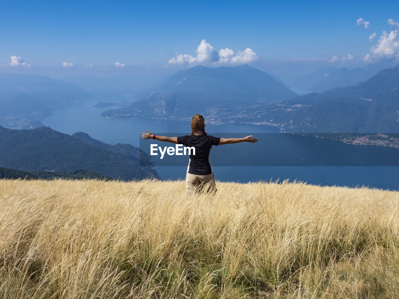 Mountaineering scene on lake como alps