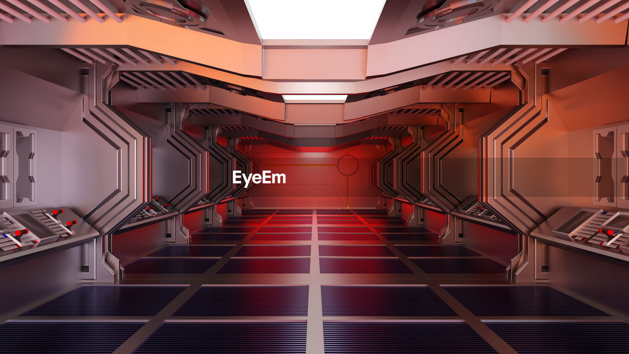 architecture, indoors, screenshot, auditorium, no people, technology, built structure