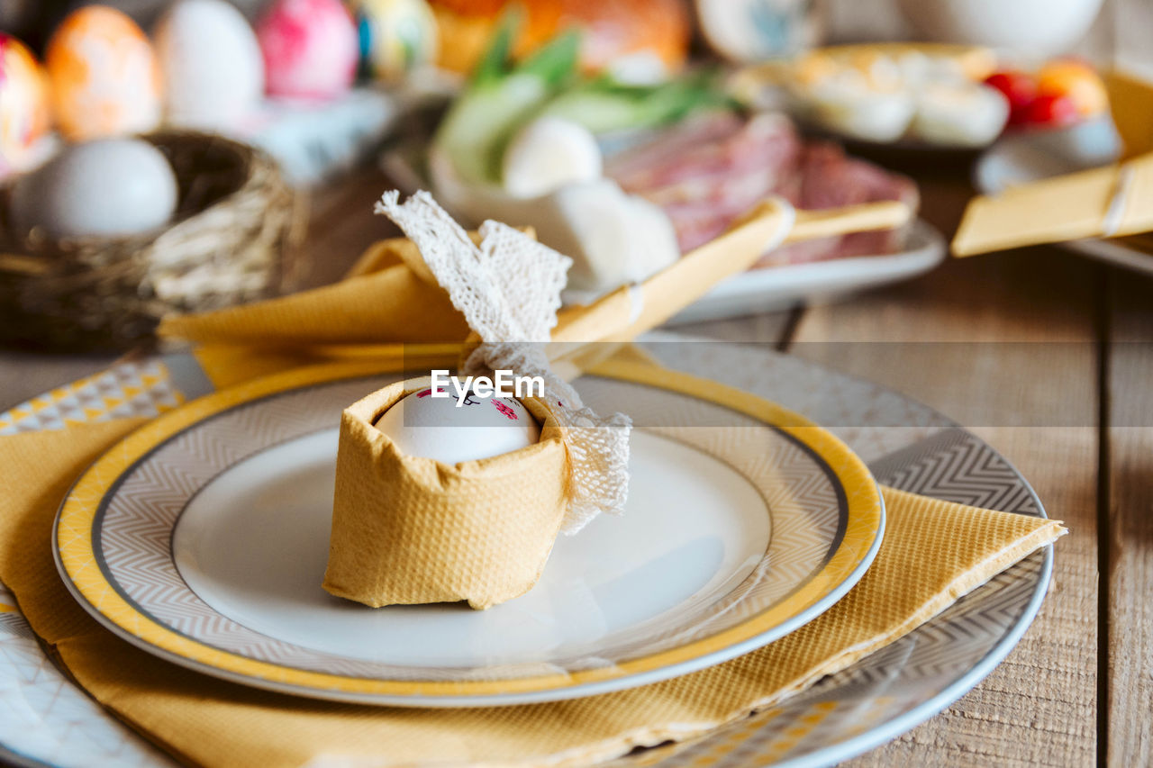 Colorful pastel easter table full of food, ready to eat, holiday, holidays.