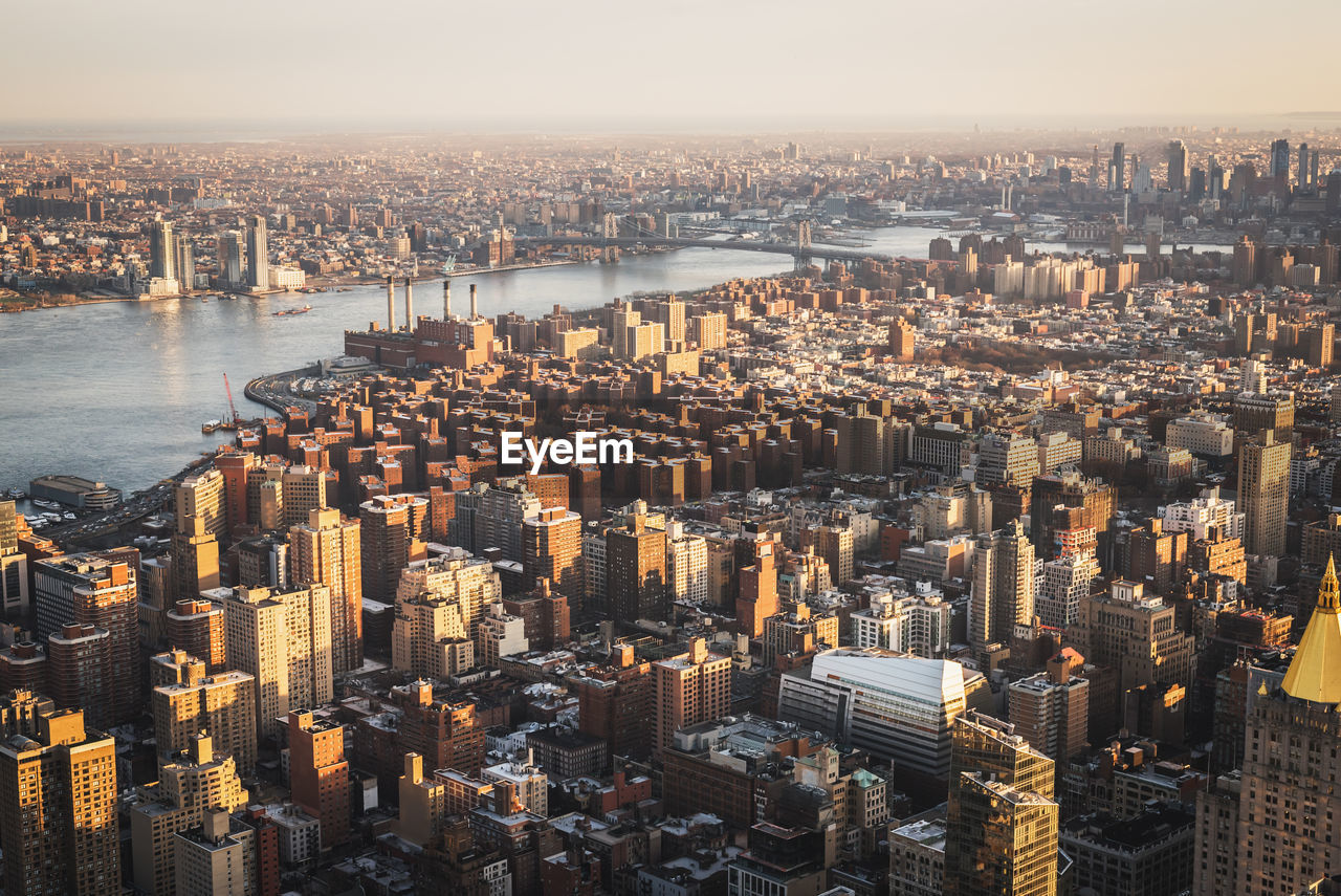 High angle view of buildings in city