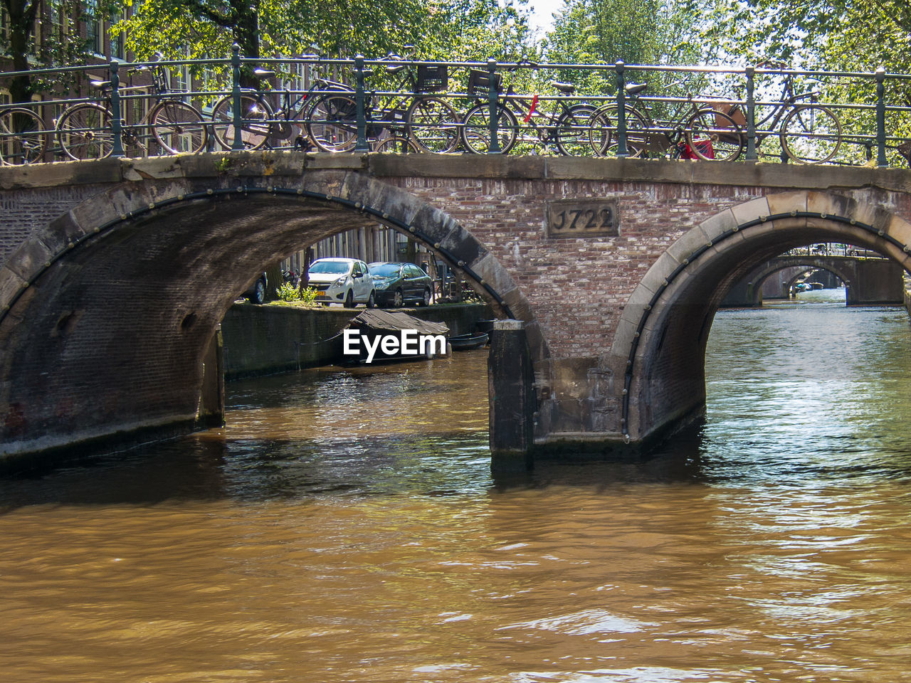 Arch bridge over river