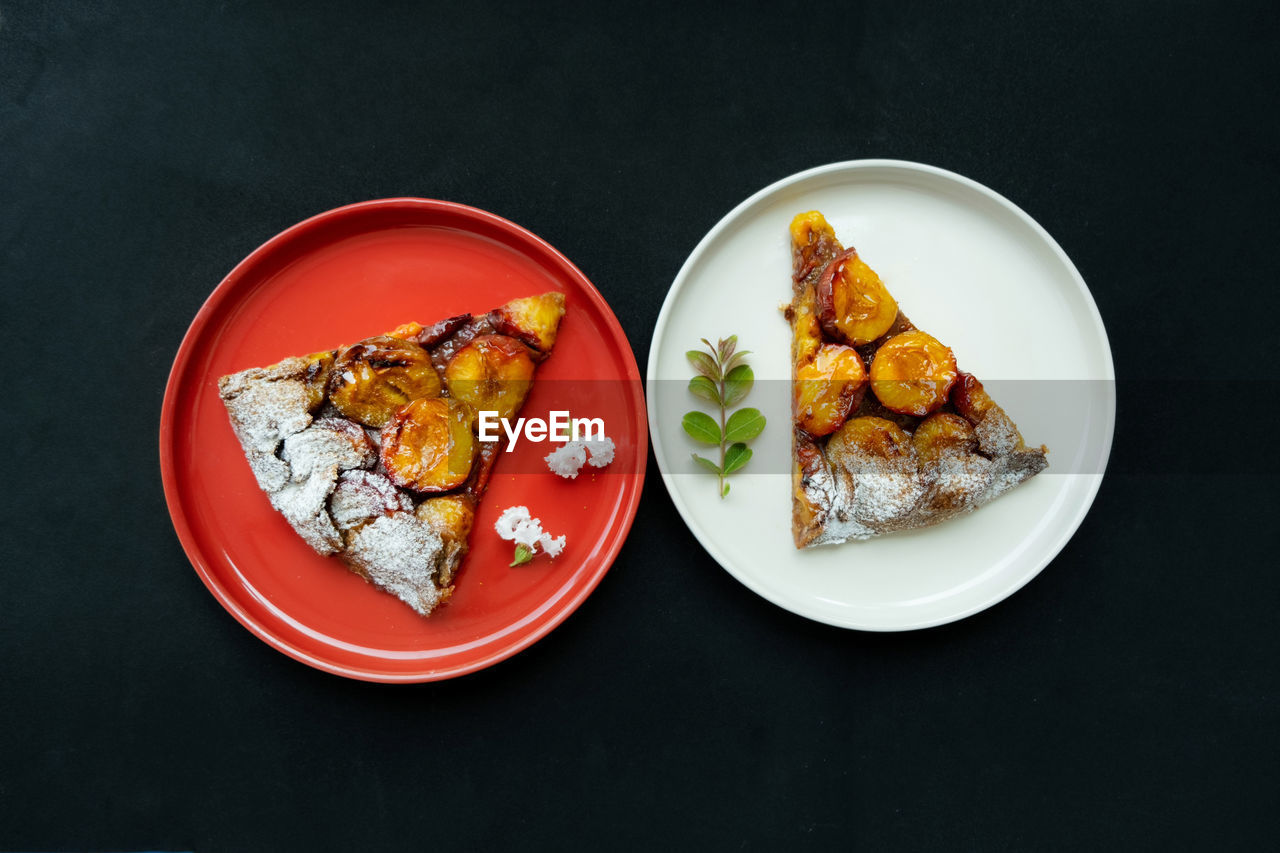 High angle view of meal served on table