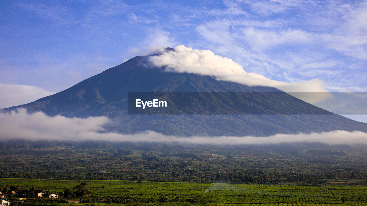 Scenic view of volcanic landscape against sky