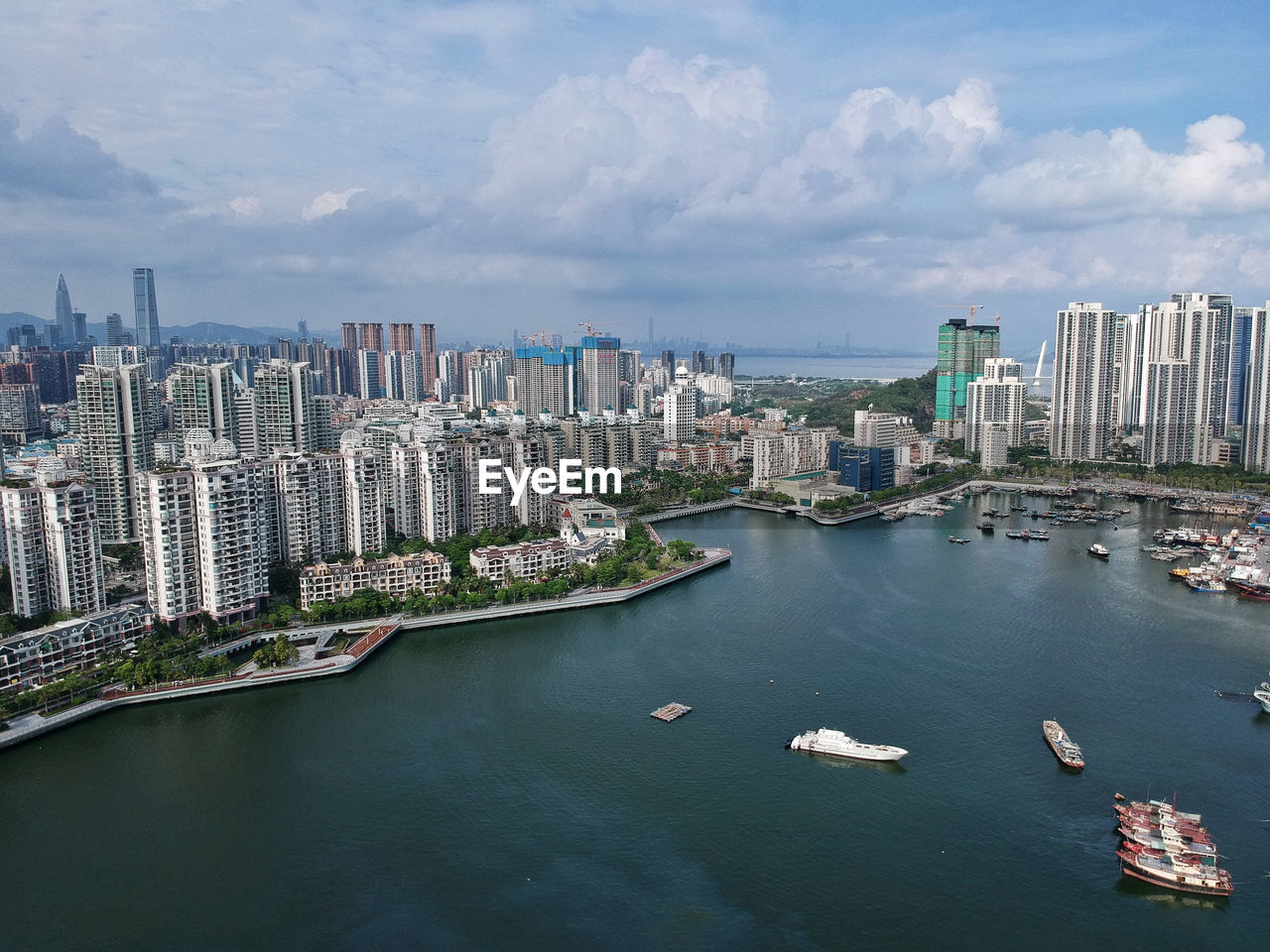 Architecture Bay Building Building Exterior Built Structure City Cityscape Cloud - Sky Day Financial District  High Angle View Marina Modern Nature Nautical Vessel No People Office Building Exterior Outdoors Sky Skyscraper Transportation Water Waterfront Yacht