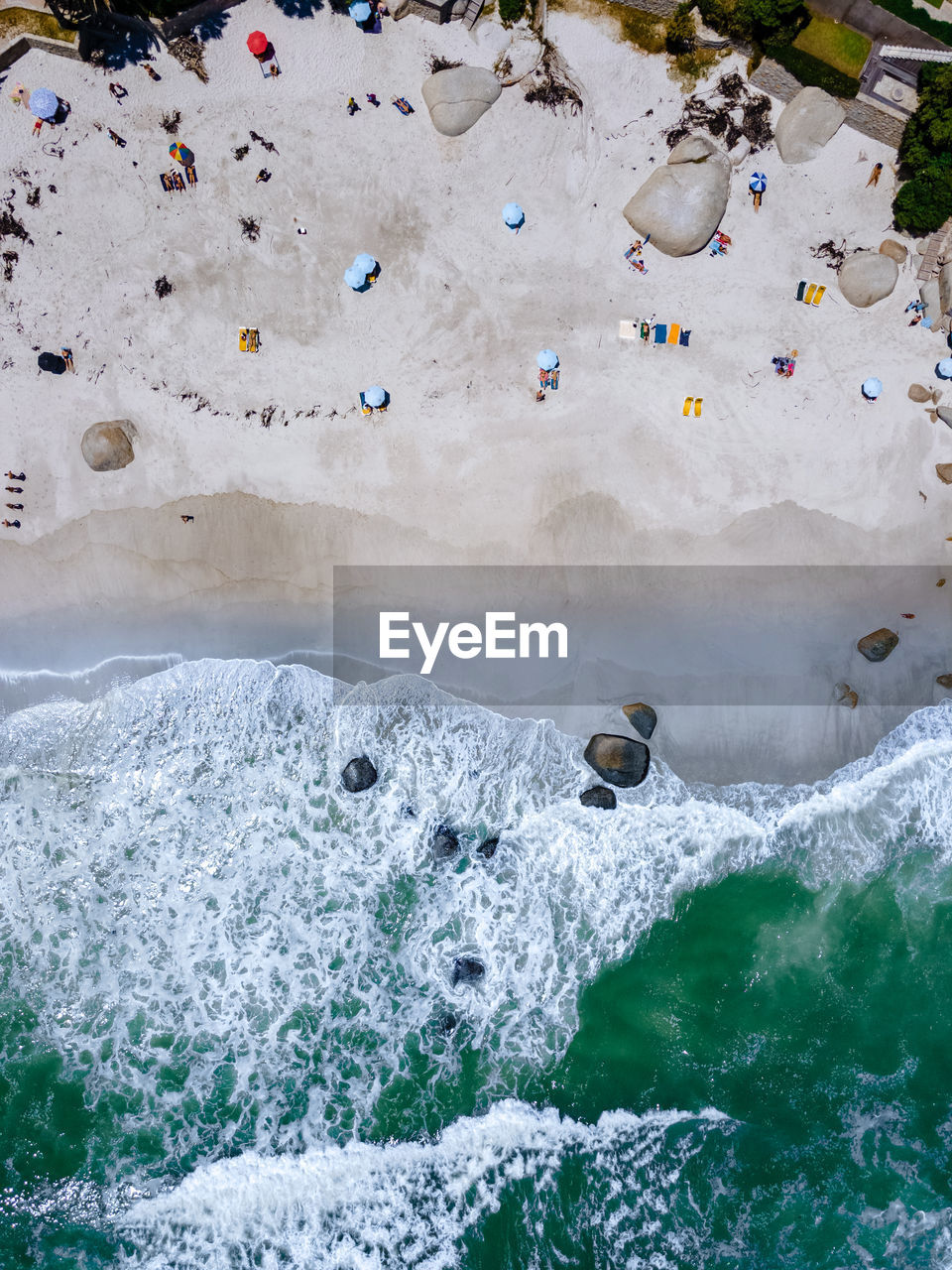 high angle view of people on beach