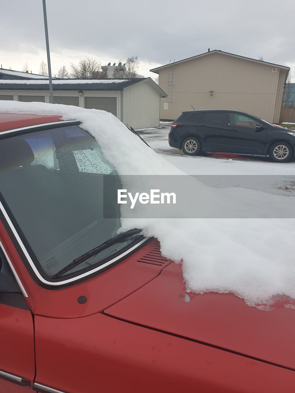 AERIAL VIEW OF CAR ON SNOW