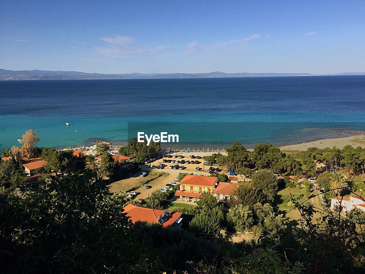 High angle view of sea against sky