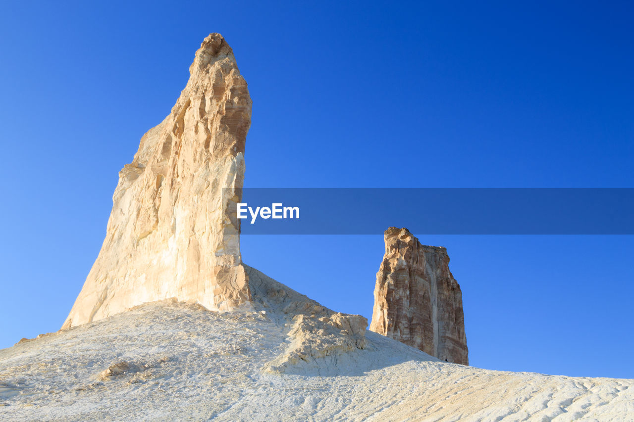 rock formations against clear blue sky