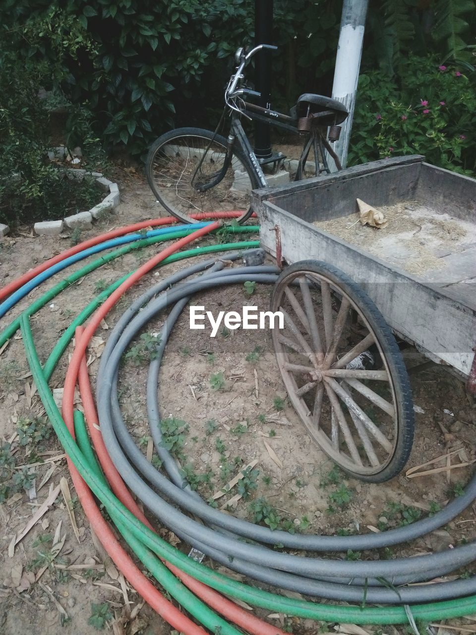 BICYCLES PARKED ON ROAD