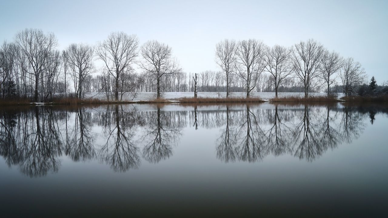 SCENIC VIEW OF LAKE AGAINST SKY