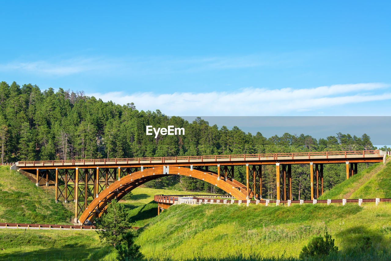 Bridge against trees and sky