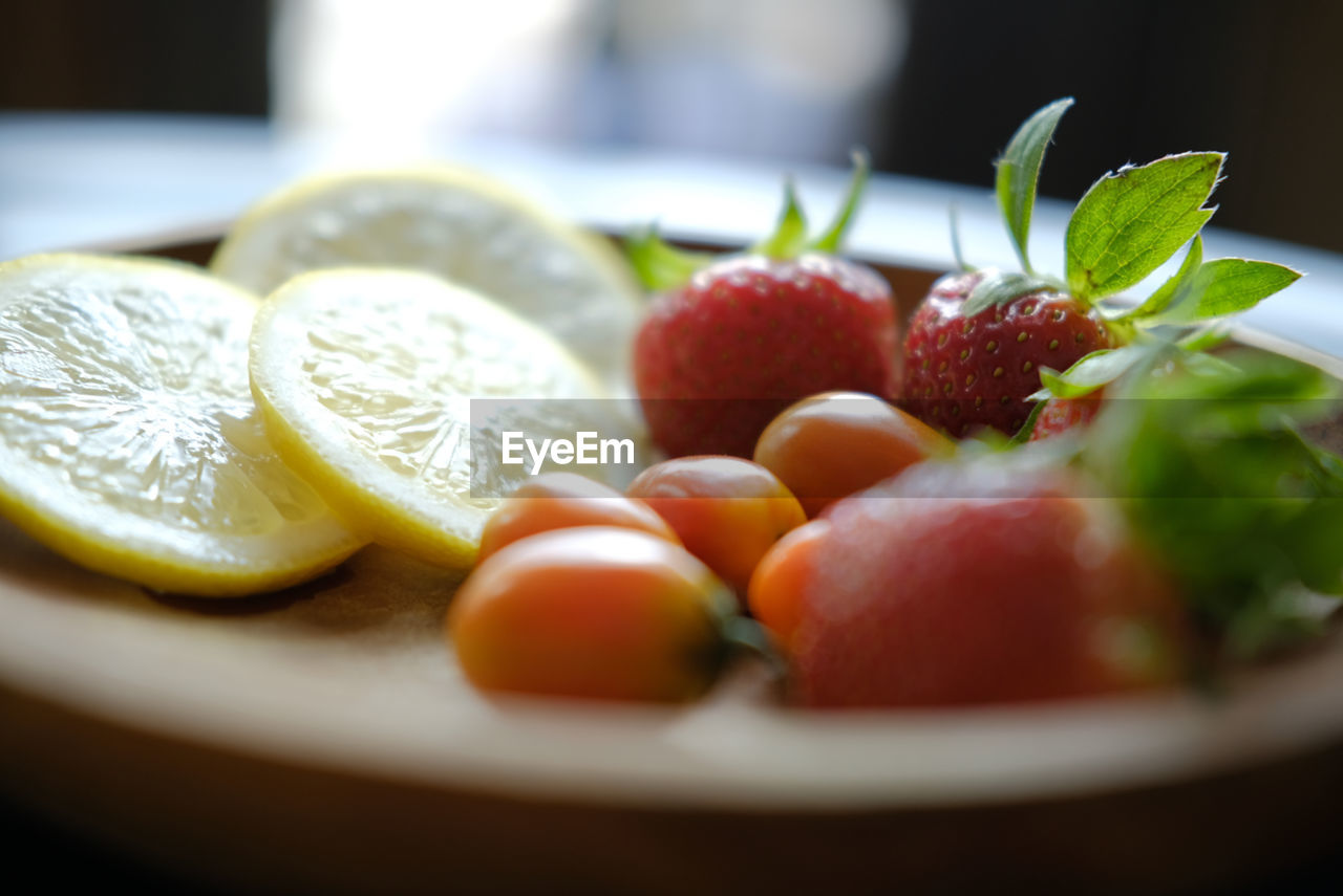 close-up of fruits in plate