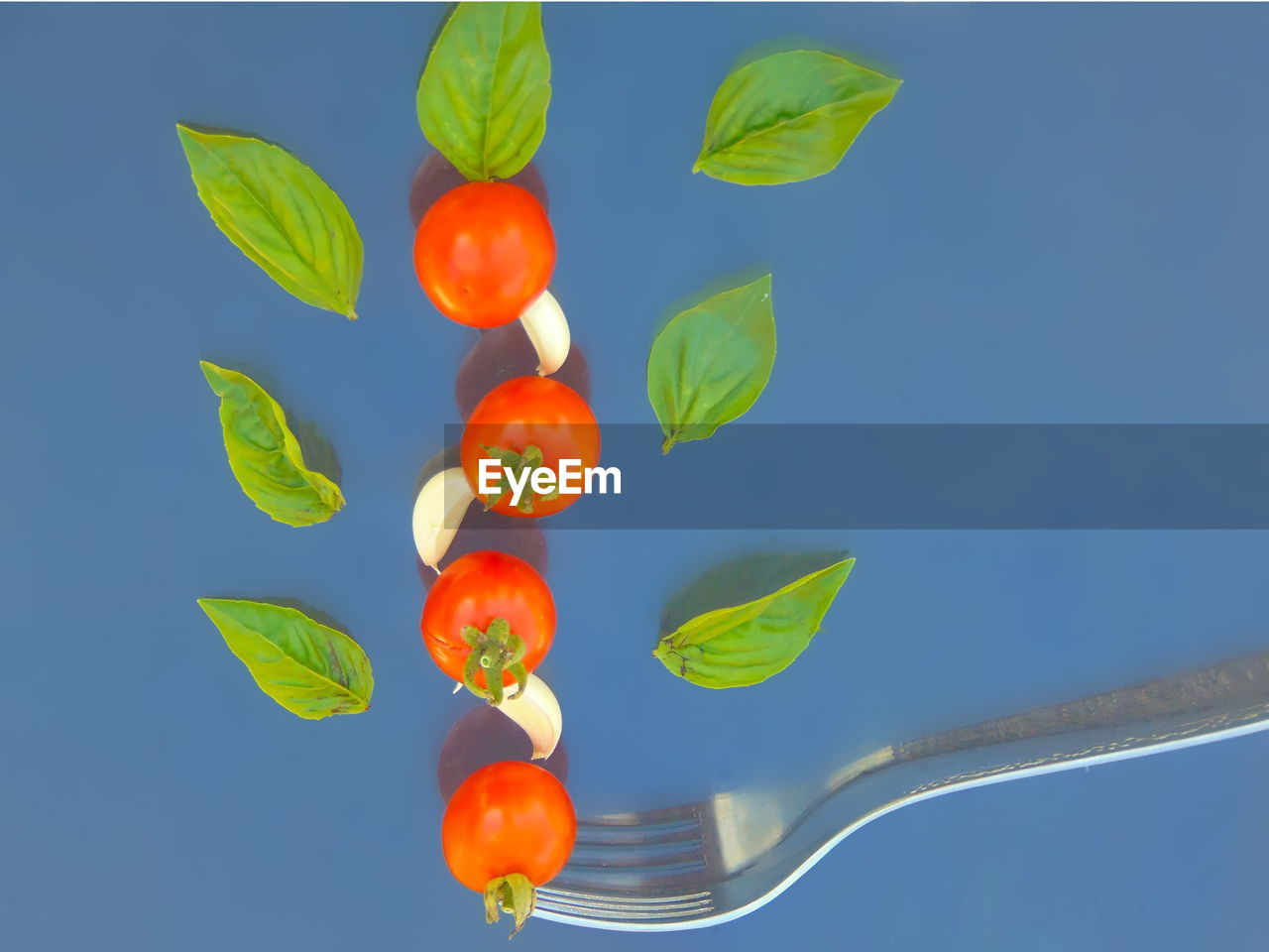 LOW ANGLE VIEW OF CHERRIES AGAINST BLUE SKY