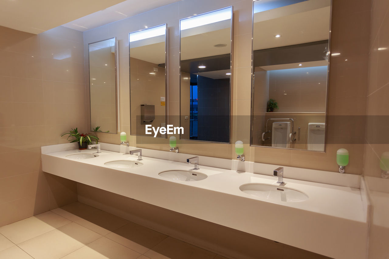 Interior of illuminated washroom
