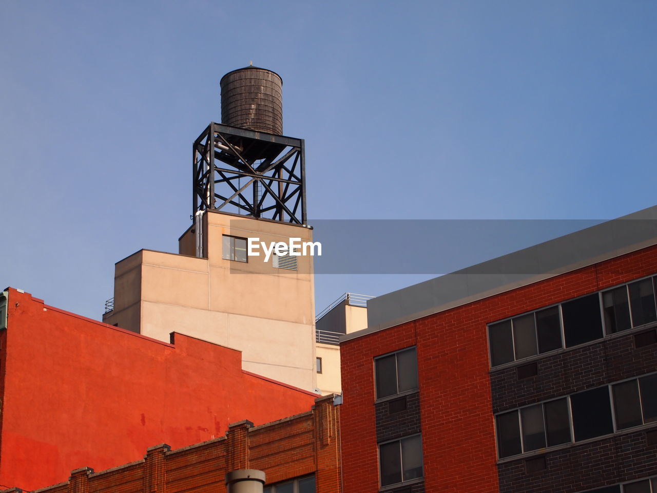 High section of built structure against clear sky