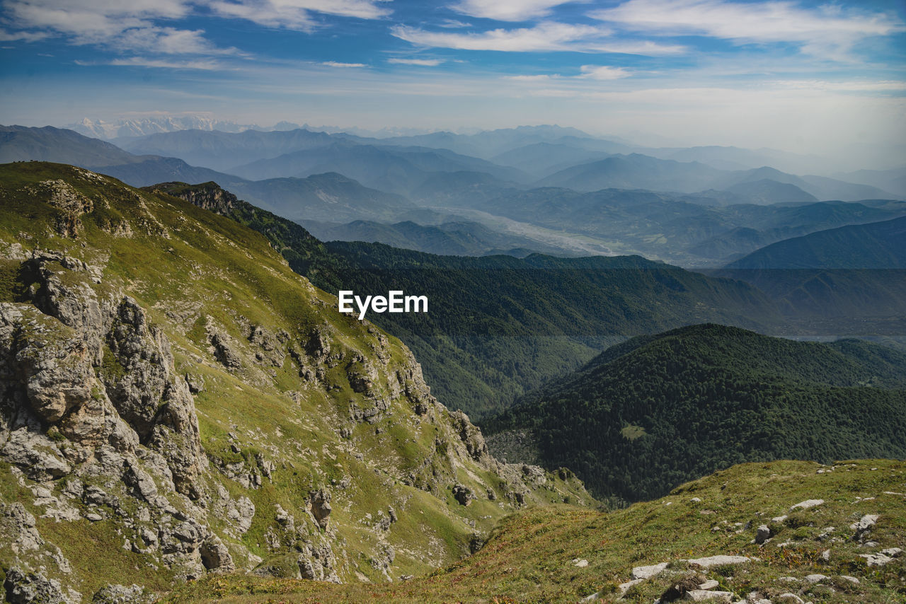 Scenic view of mountains against sky