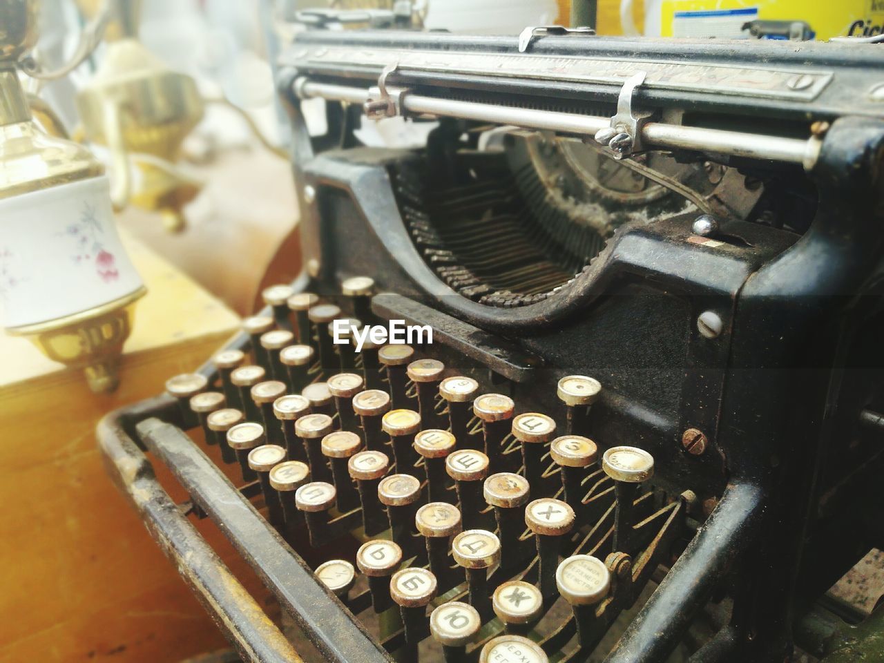 Close-up of old typewriter