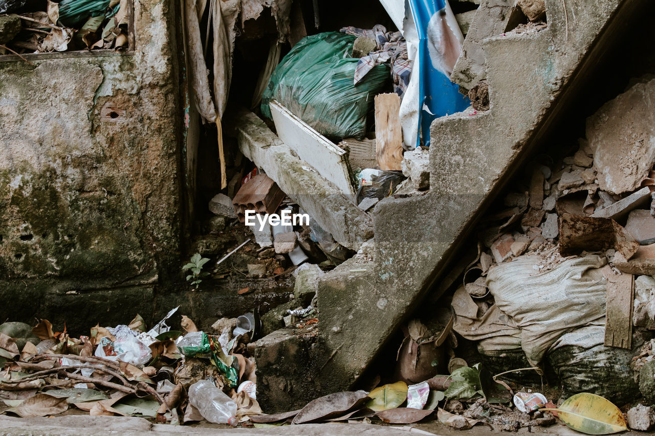 Garbage in the rocinha favela in rio de janeiro, brazil