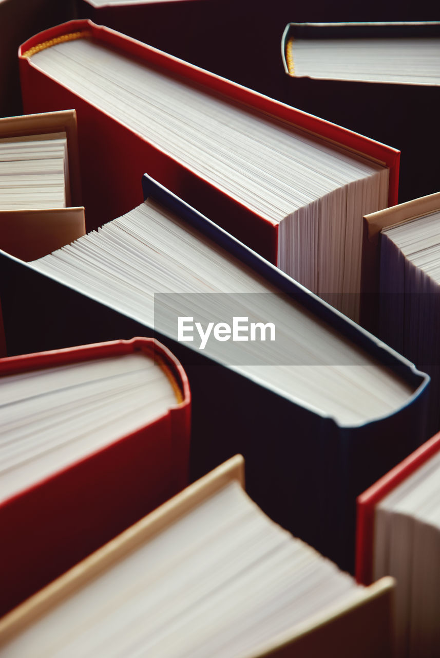 Close-up of books on table