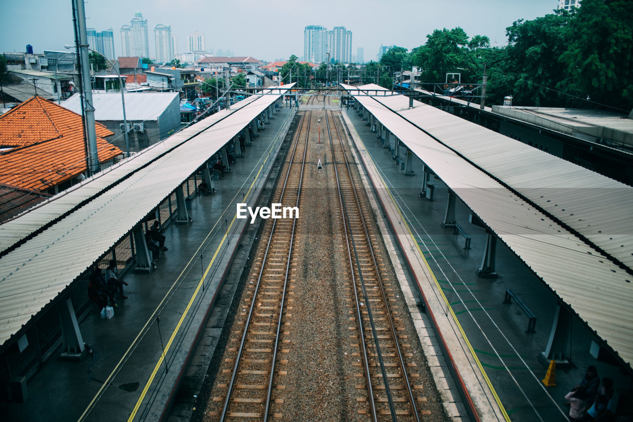 High angle view of railroad station platform