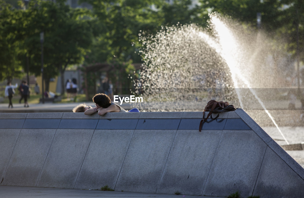 View of fountain in park