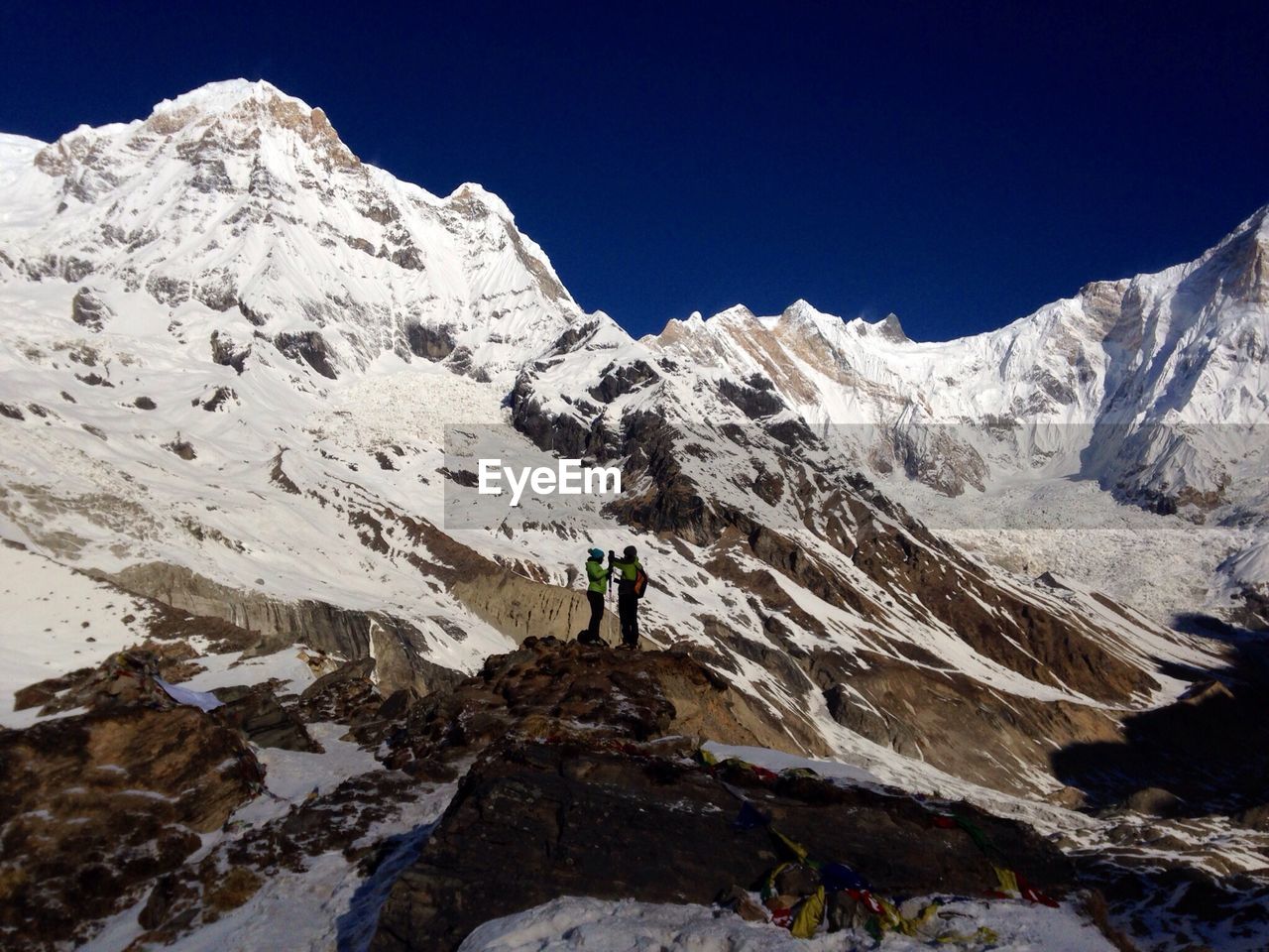 Tourist at mountain peak