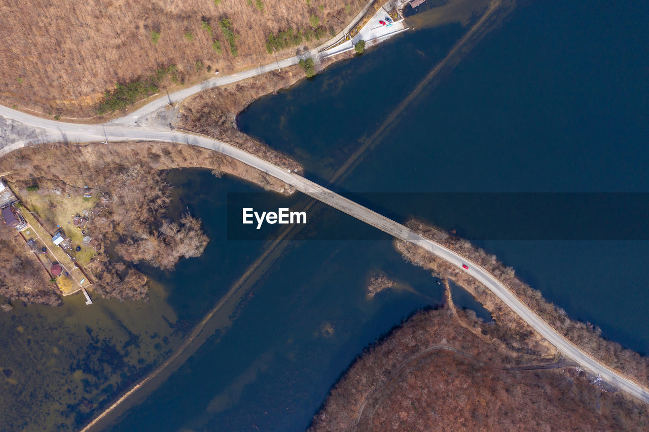 Aerial view of bridge over sea