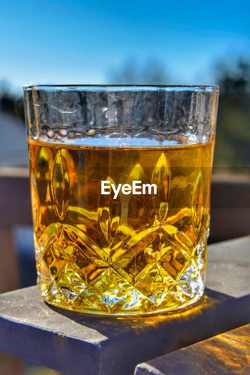 Close-up of drink in glass on table