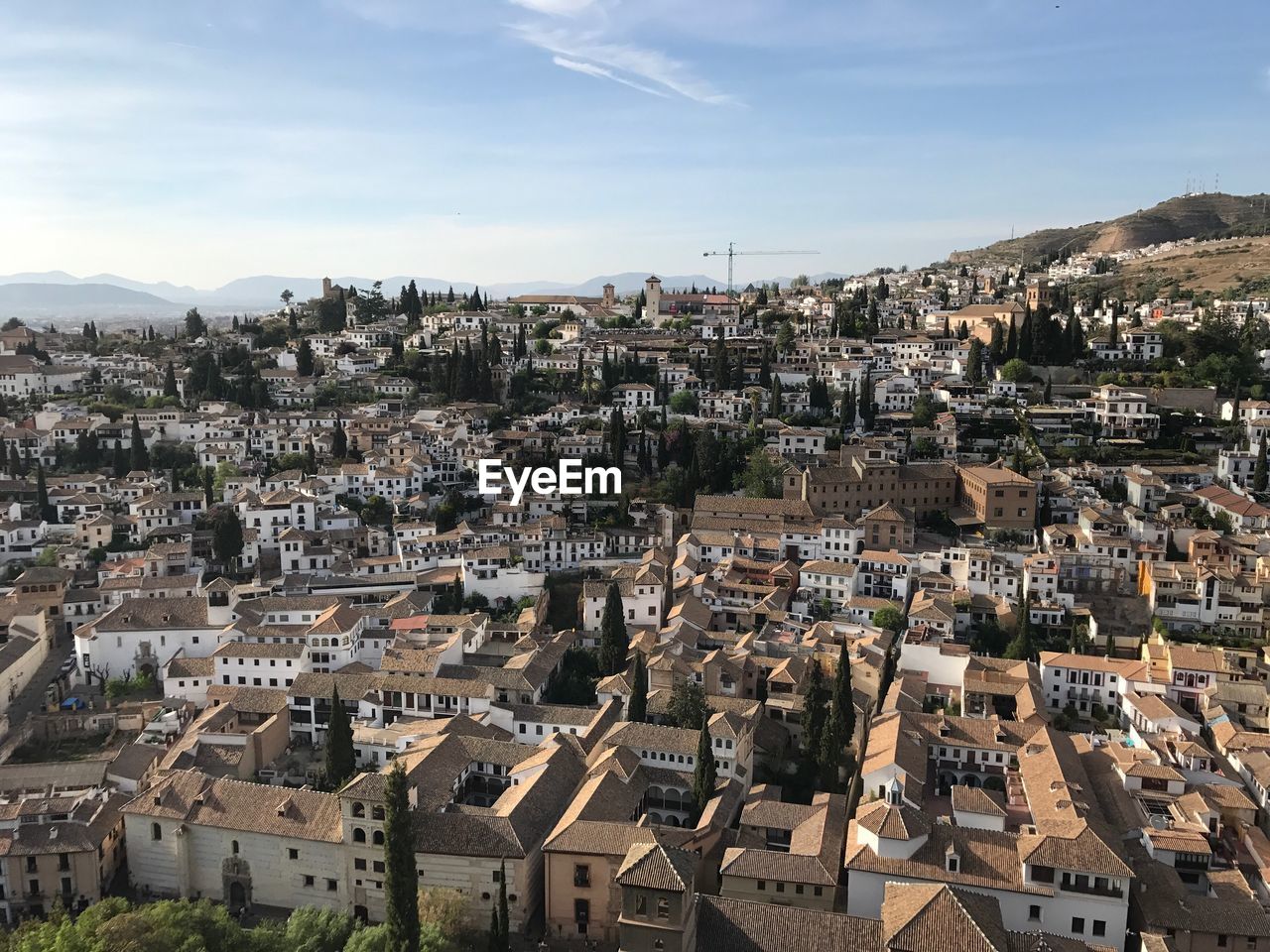 High angle view of albayzín cityscape