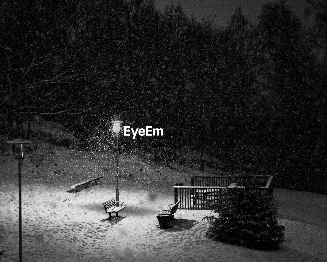 High angle view of snow covered field during winter