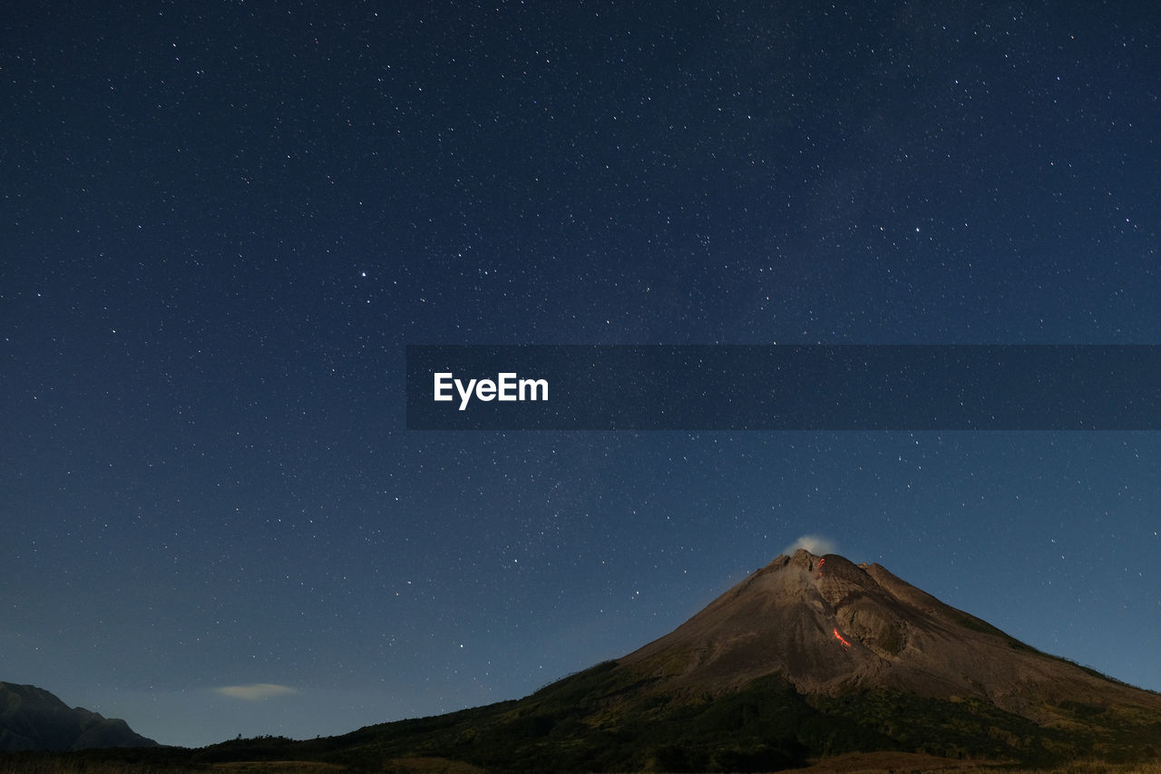 Mount merapi erupts with high intensity at night during a full moon. 